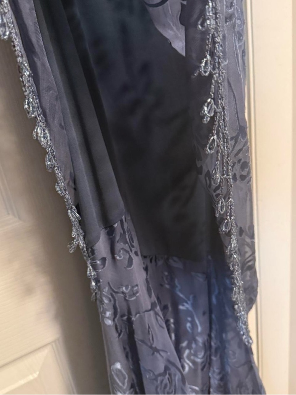 Alex Evenings Silk Blend Dress Size 8 Blue Formal Evening Gown Beaded - Picture 5 of 9